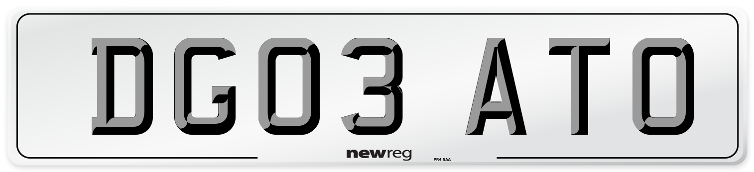DG03 ATO Number Plate from New Reg
